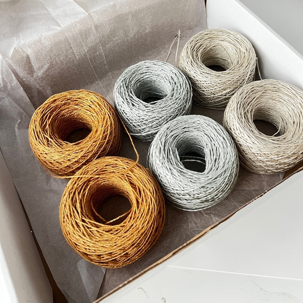 Set of Six 100% linen Yarn Spools